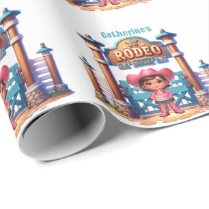 Western Cowgirl First Rodeo Birthday Custom  Wrapping Paper