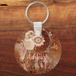 Western Cowgirl Floral Dream Catcher  Birthday Key Ring