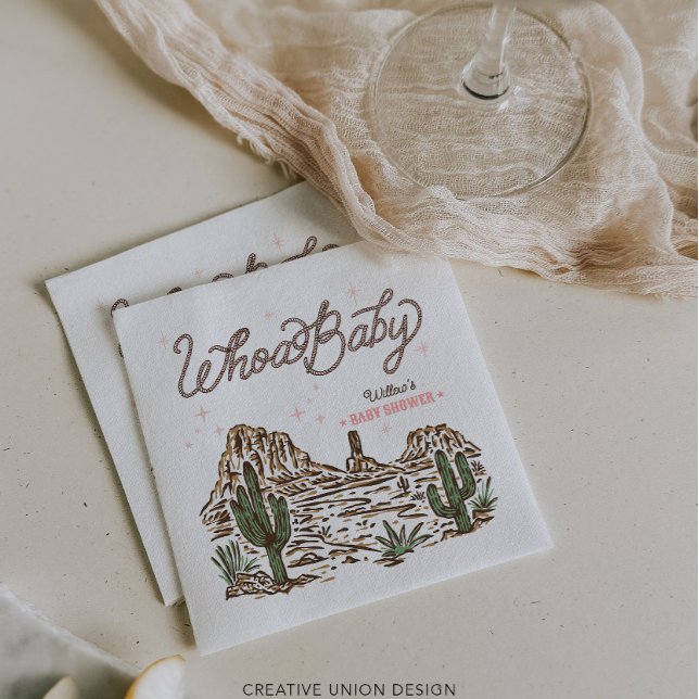 Western Cowgirl Girl Baby Shower Napkin (Creator Uploaded)
