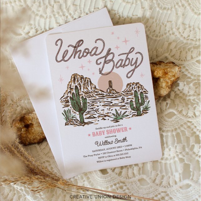Western Cowgirl Girl Whoa Baby Shower Invitation (Creator Uploaded)