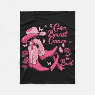 Western Cowgirl Give Breast Cancer The Boot Awaren Fleece Blanket