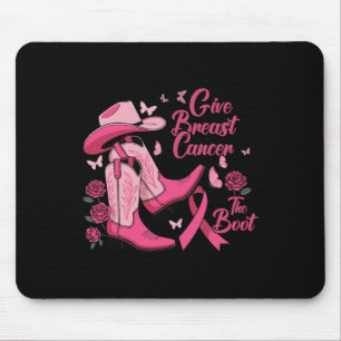 Western Cowgirl Give Breast Cancer The Boot Awaren Mouse Pad