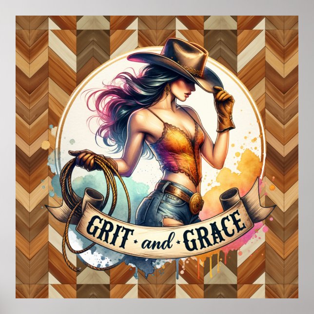 Western cowgirl grit grace  poster (Front)