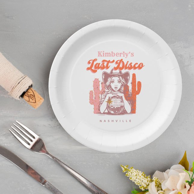 Western Cowgirl Last Disco Bachelorette Party  Paper Plate (Creator Uploaded)
