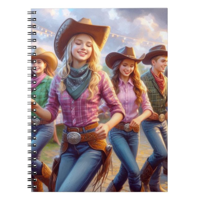 Western Cowgirl Line Dancing  Notebook (Front)