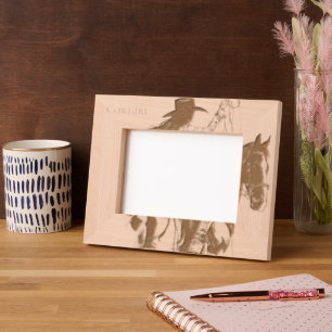 Western Cowgirl on Horse Etched Frames