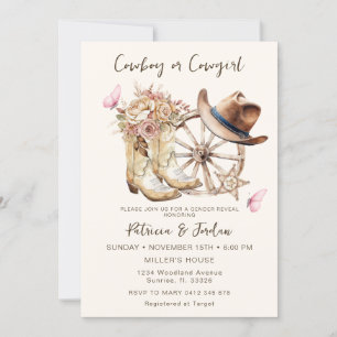 Western Cowgirl or Cowboy Gender Reveal Invitation