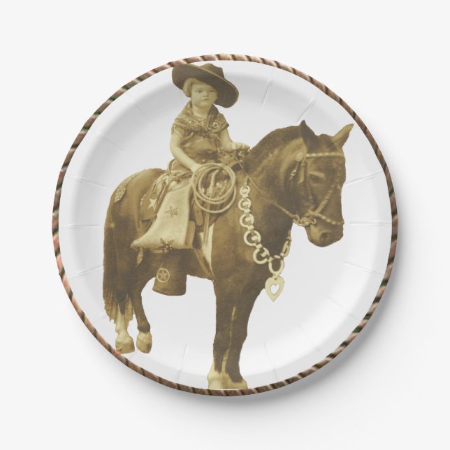 Western Cowgirl Party Paper Plates (Front)