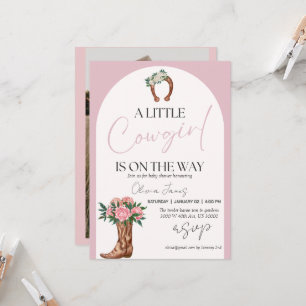 Western cowgirl photo baby shower invitation