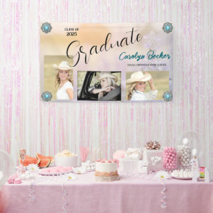 Western Cowgirl Photo Graduation Banner