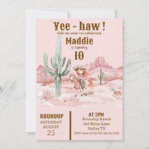 Western Cowgirl Pink Birthday Invitation