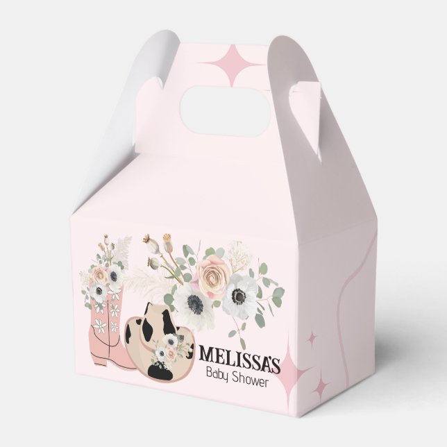 Western Cowgirl Pink Boots Hats Custom Favour Box (Front Side)