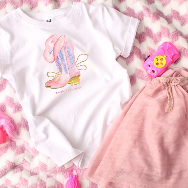 Western Cowgirl Pink Personalised T-Shirt (Creator Uploaded)