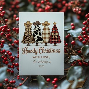 Western Cowgirl Plaid Leopard Christmas Holiday Card