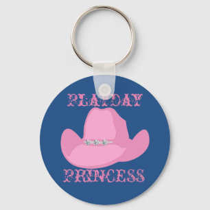 Western Cowgirl Playday Princess Pink Hat Key Ring