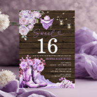 Western Cowgirl Purple Wood Sweet 16 Birthday