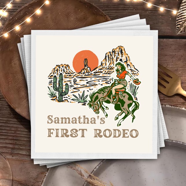 Western Cowgirl Rodeo 1st Birthday Napkins (Creator Uploaded)