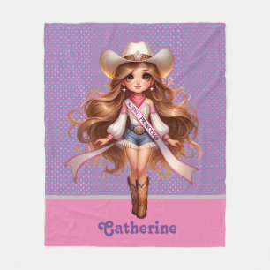 Western Cowgirl Rodeo Princess 1 Personalised Fleece Blanket