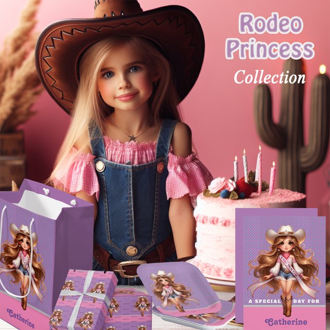 Western Cowgirl Rodeo Princess 1 Personalised Invitation (Rodeo Princess collection cowgirl birthday party supplies and gift ideas)