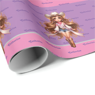 Western Cowgirl Rodeo Princess 1 Personalised Wrapping Paper