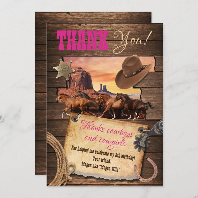 Western Cowgirl Thank You Card (Front/Back)