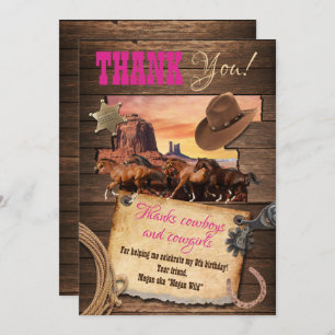 Western Cowgirl Thank You Card