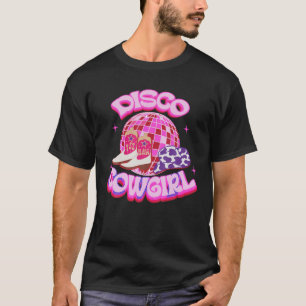 Western Cowgirl Yeehaw Pink Disco Ball Cowboy Boot T-Shirt