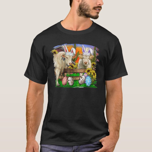 Western Cowhide Happy Easter Farm Cows Bunny Ears  T-Shirt (Front)