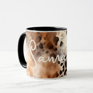 Western Cowhide Leopard Print Abstract Cowgirl Mug