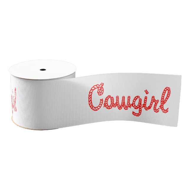 Western Craft Floral Gift Ribbon Cowgirl Rope Text Grosgrain Ribbon (Spool)