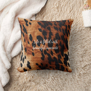 Western Cream Brown Black Cowhide Cushion