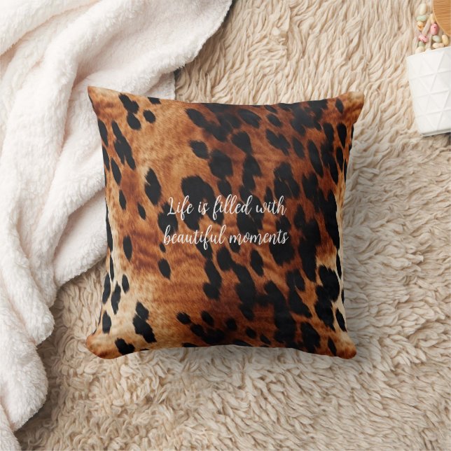Western Cream Brown Black Cowhide Cushion (Blanket)