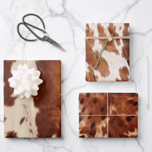 Western Cream Brown Black Cowhide Wrapping Paper Sheet
