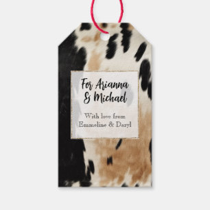 Western Cream Brown Cowhide Gift Tags