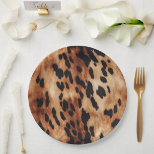 Western Cream Brown Cowhide  Paper Plate