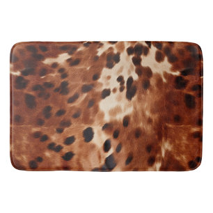 Western Cream Spotted Brown Black Cowhide Bath Mat
