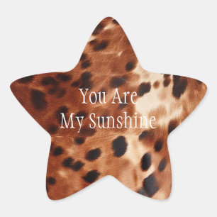 Western Cream Spotted Brown Black Cowhide Star Sticker