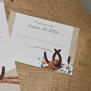 Western Daisies and Horseshoes Reply RSVP Card