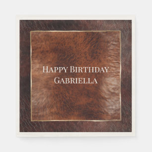 Western Dark & Warm Brown Leather Look Napkin
