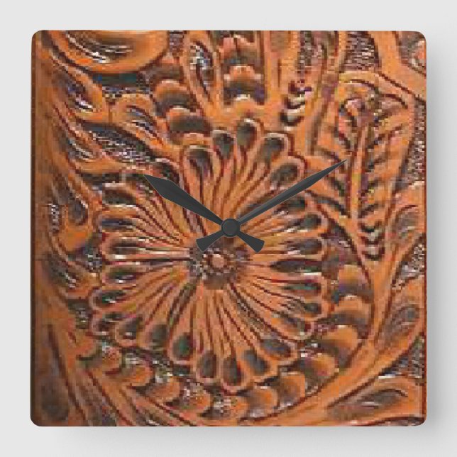 Western Decor' Tool Leather Print Wall Clock (Front)