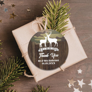 Western Deer The Hunt Is Over Wedding Favour Classic Round Sticker