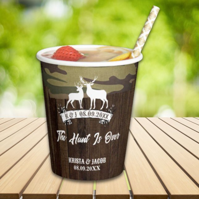 Western Deer The Hunt Is Over Wedding  Paper Cups (Western Deer The Hunt Is Over Wedding Paper Cups)
