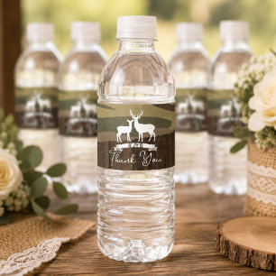 Western Deer The Hunt Is Over Wedding Water Bottle Label