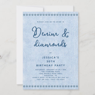 Western Denim and Diamonds 30th Birthday Party Invitation