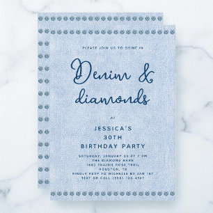 Western Denim and Diamonds 30th Birthday Party Invitation