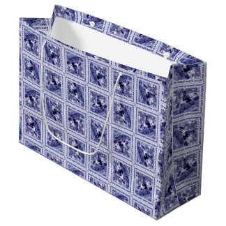 Western Denim Blue Delft Tile Large Gift Bag
