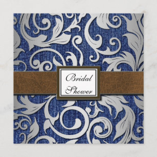 Western Denim & Leather Bridal Shower Invitations
