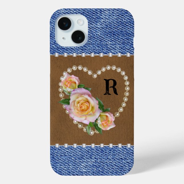 Western Denim, Leather, Pearls & Roses Case-Mate iPhone Case (Back)