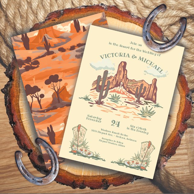 Western Desert Cactus Cowboy Wedding Invitation (Creator Uploaded)