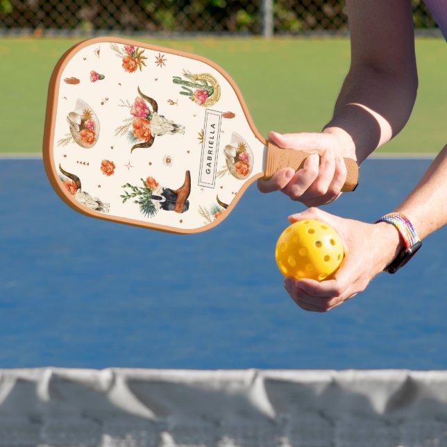 Western Desert Cactus Unique Personalised Name Pickleball Paddle (Insitu)